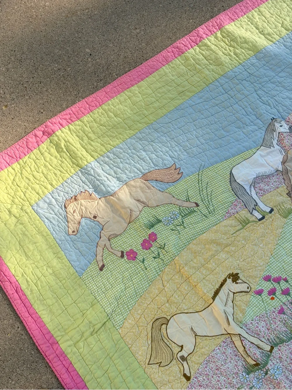Vintage The Company Store Ponies in the Pasture twin quilt patchwork horses